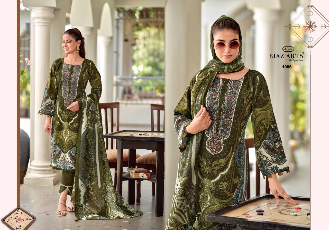 NAYRA VOL-42 By RIAZ ARTS 1001 To 1008 Series Beautiful Festive Suits Stylish Colorful Fancy Party Wear Pure Cotton Digital Print Dresses At Wholesale Price